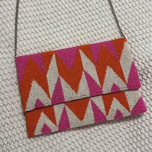 Pink, Orange and White Purse. “Miami Clutch”